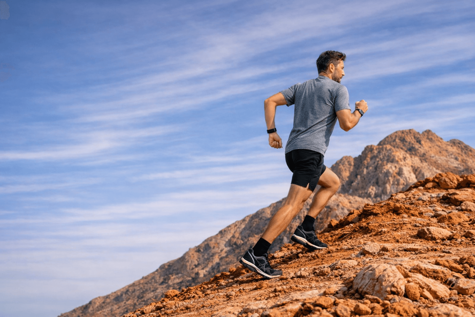 Man running uphill — Hero image